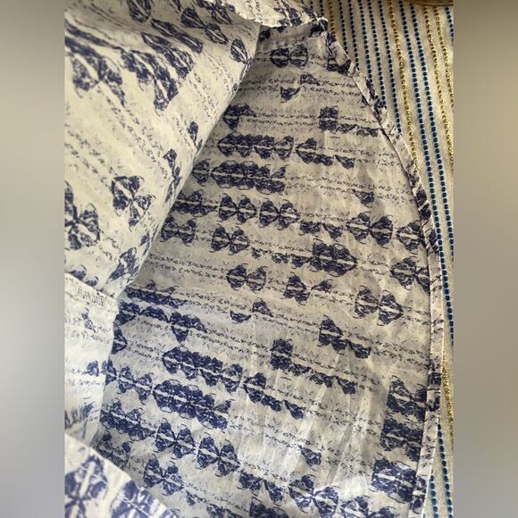 PATAGONIA WOMENS COTTON CASUAL  SHIRT WHITE PURPLE 3/4 SLEEVE SZ 12 - Picture 9 of 12